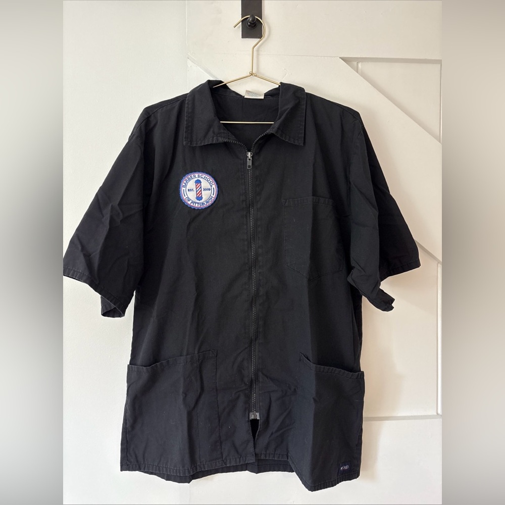 RMF Scrubs Barber School Of Pittsburgh Full Zip Jacket Pockets Hair Barber Shop